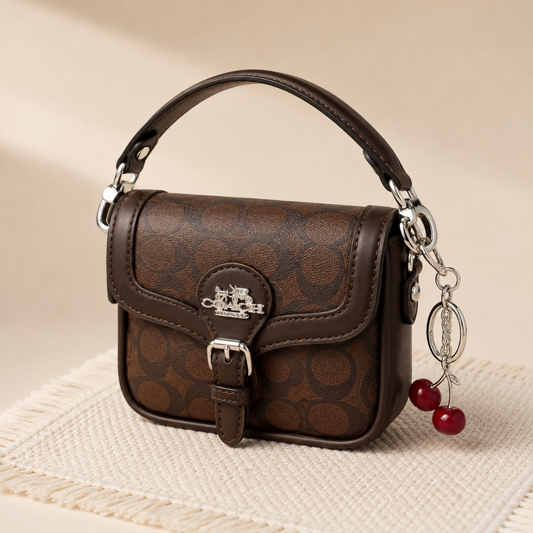 کیف زنانه COACH چرم طرحدار به همراه بند بلند