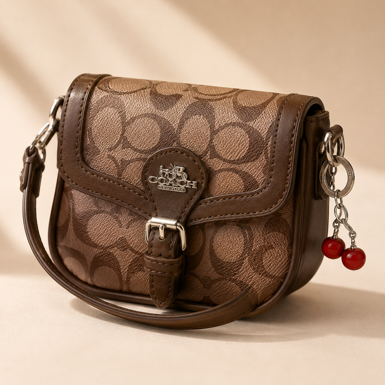 کیف زنانه COACH چرم طرحدار به همراه بند بلند
