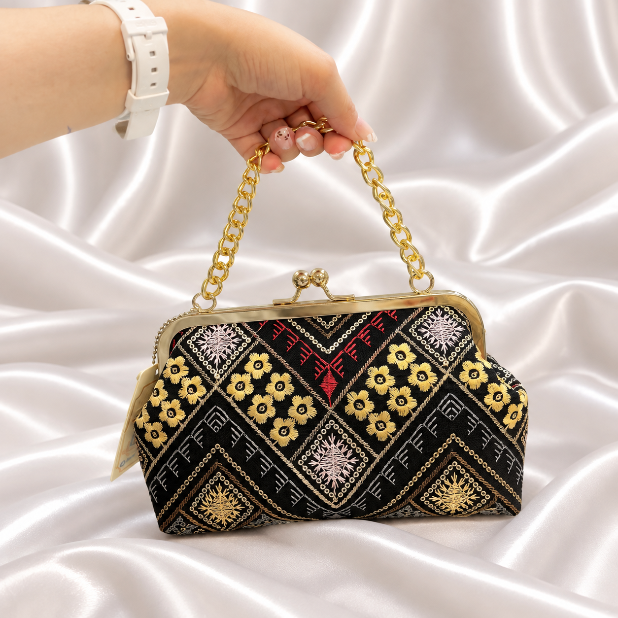 کیف مجلسی زنانه پارچه سوزن دوز ۱۱۰